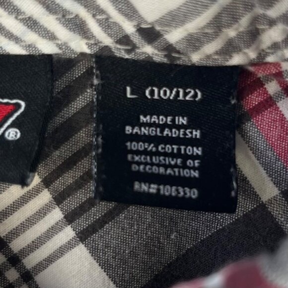 Dickies Plaid Long Sleeve Shirt Boys Large Gray Button Front - Picture 7 of 7